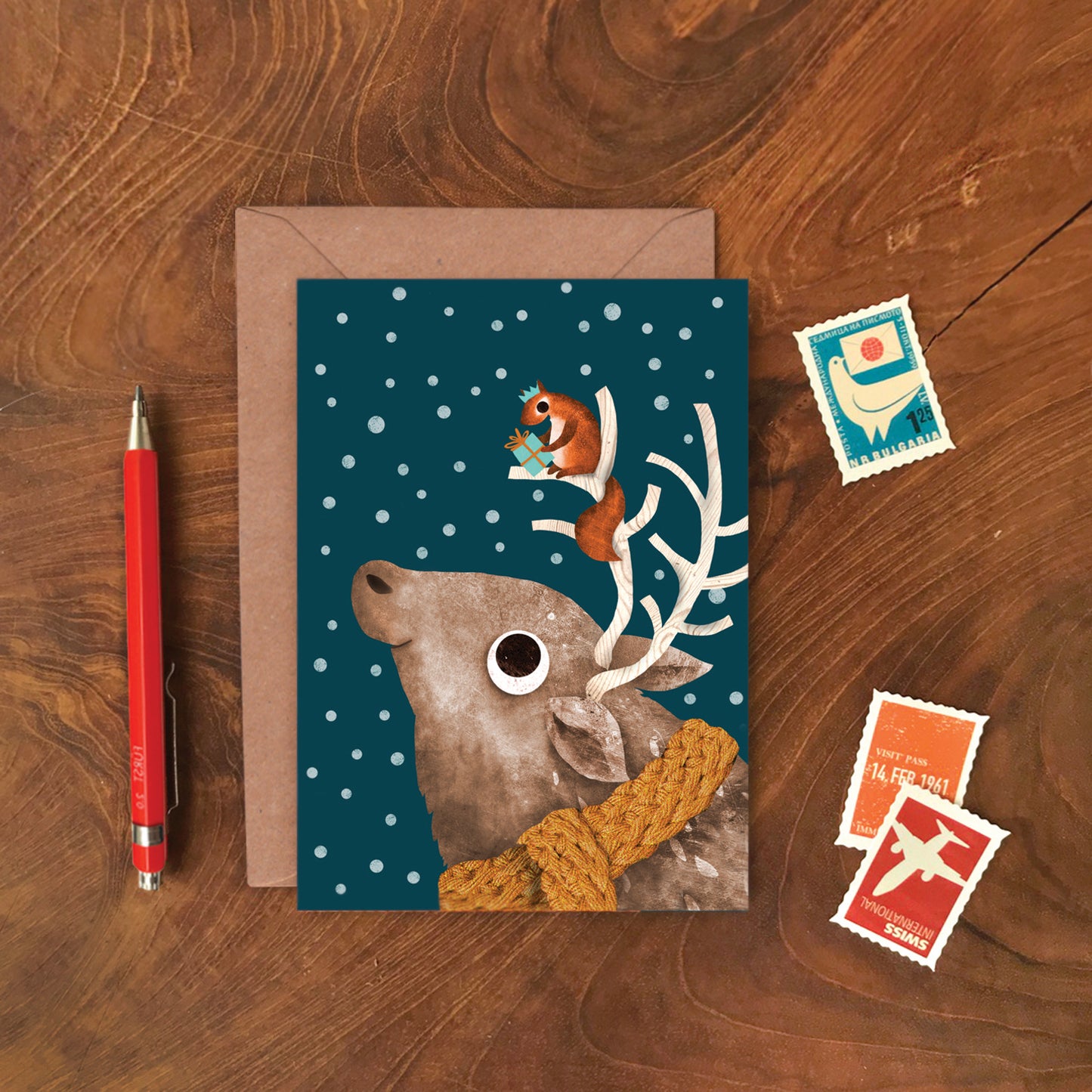 Reindeer & Squirrel Greetings Card image 1