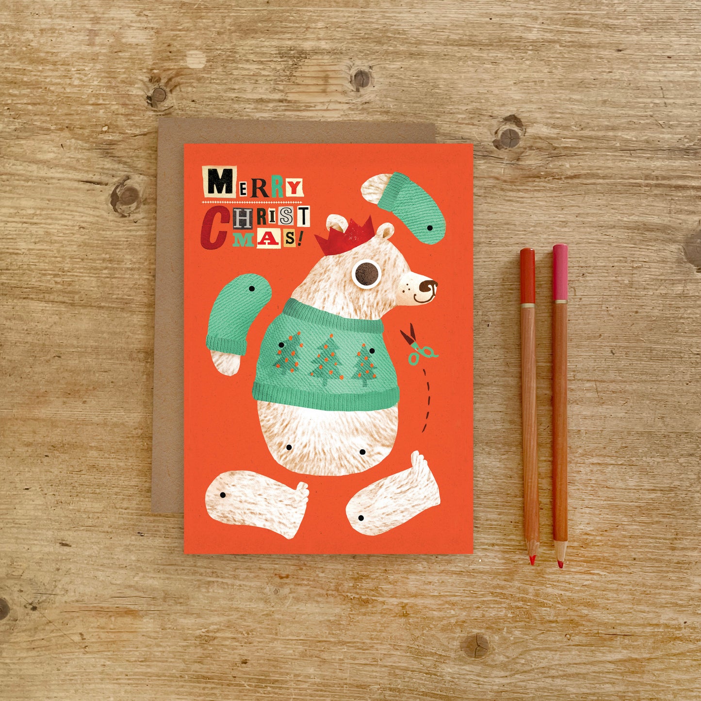 Polar Bear Split Pin Puppet A5 Greeting Card image 0