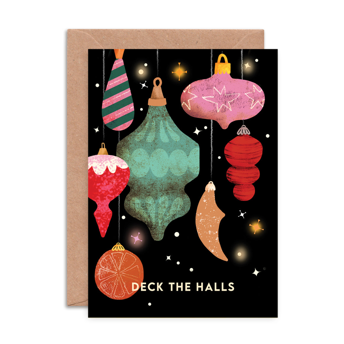 Deck the Halls Baubles Christmas Card