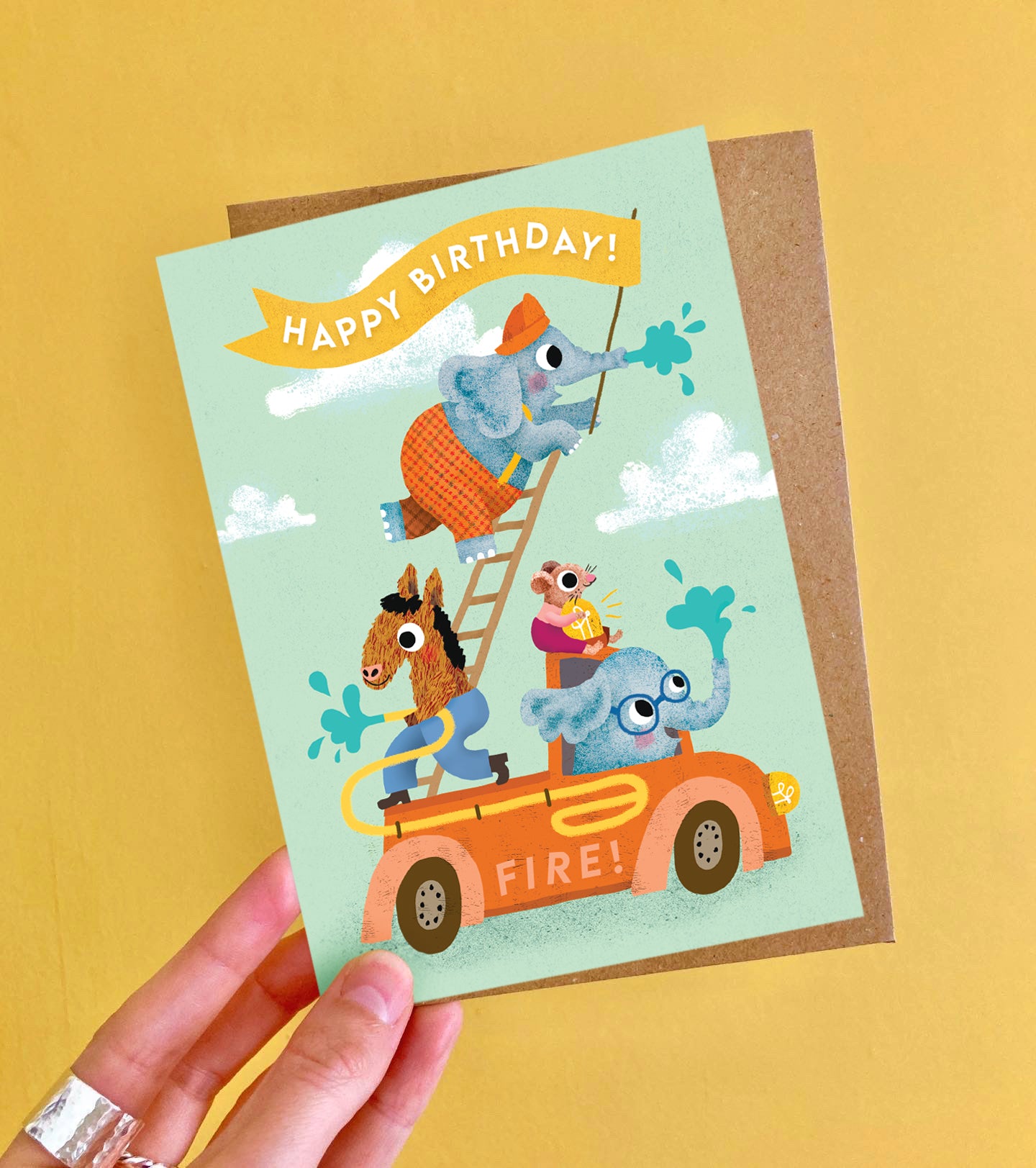 Birthday Fire Engine Greeting Card