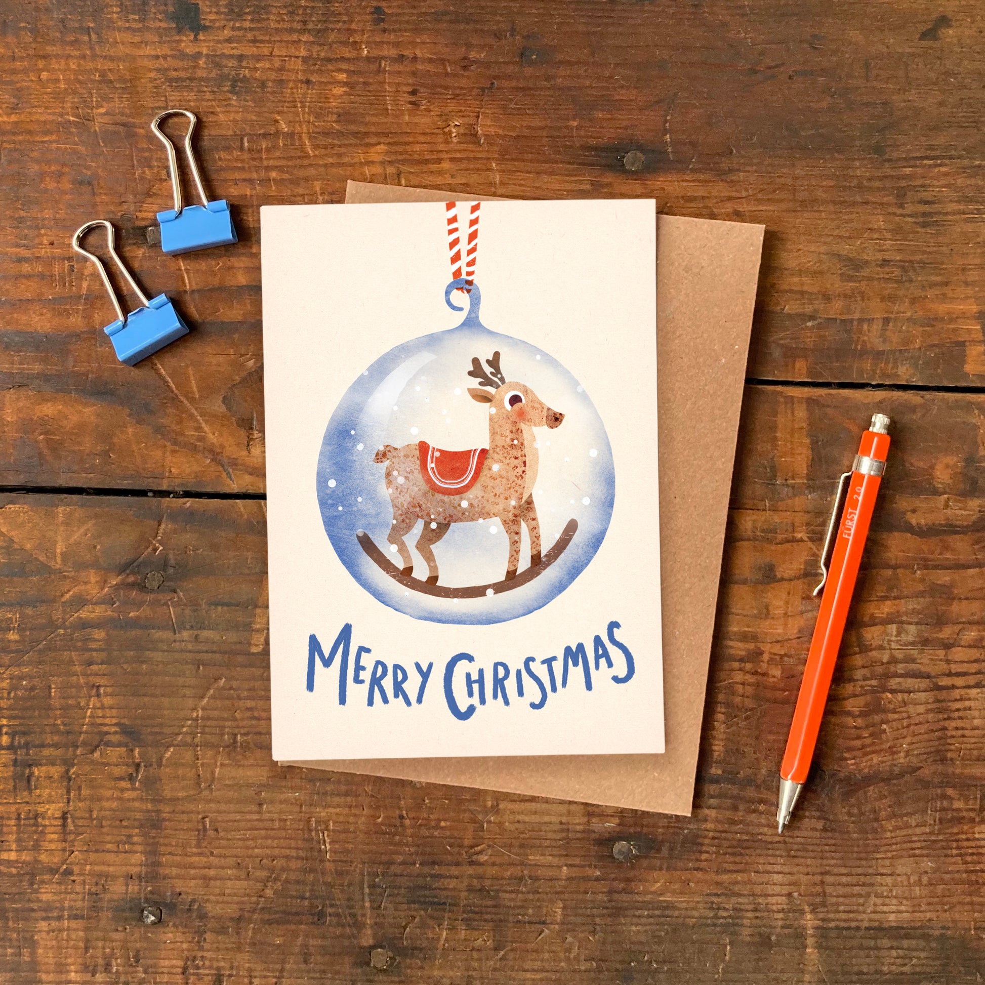 Reindeer Snow Globe Christmas Card image 1