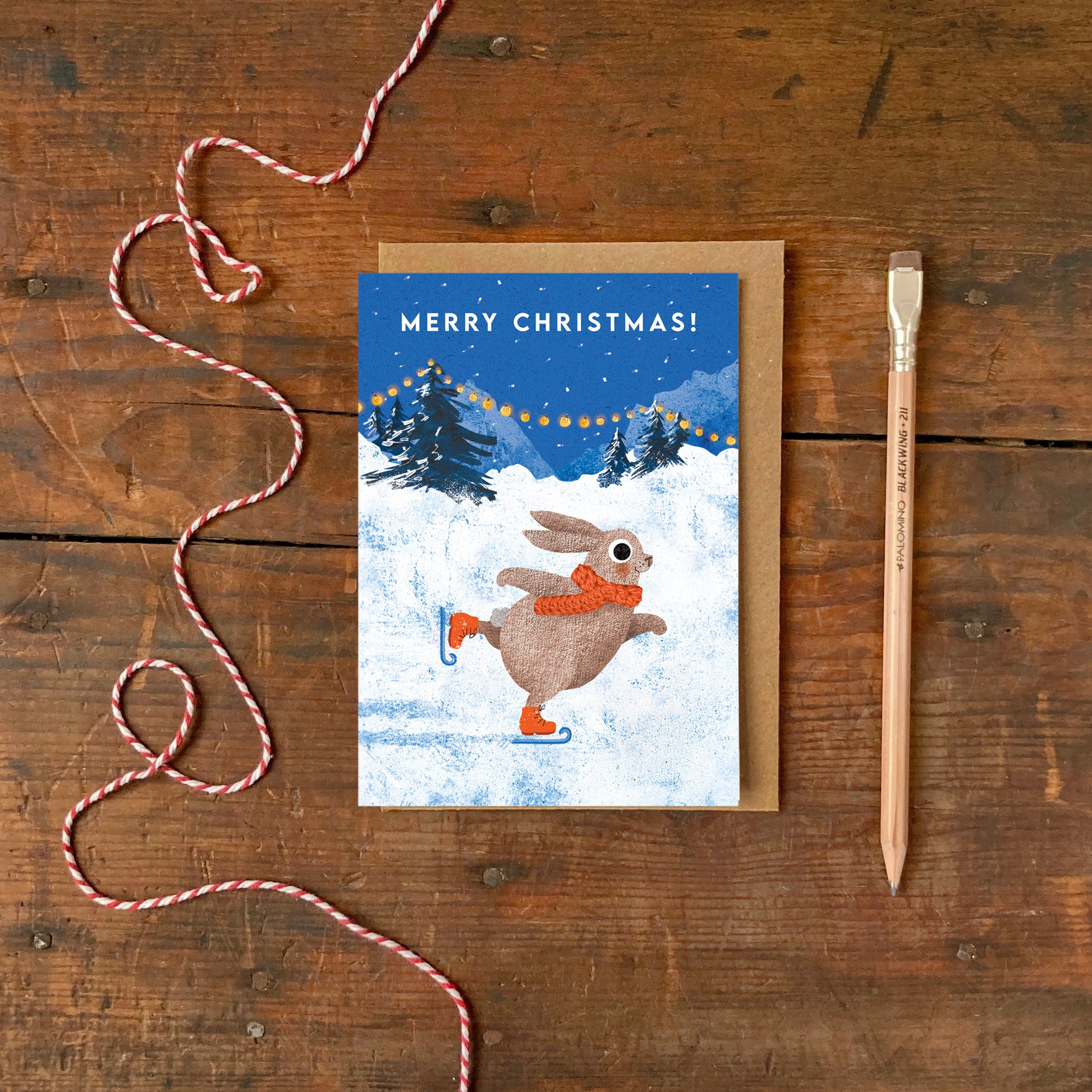 Ice Skating Rabbit Christmas Card image 1