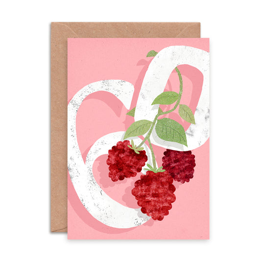 Raspberry Sixty Greetings Card image 0
