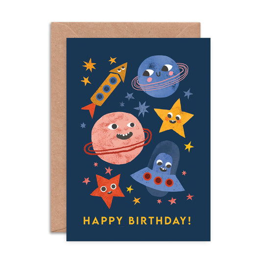 Space Faces Birthday Card image 0
