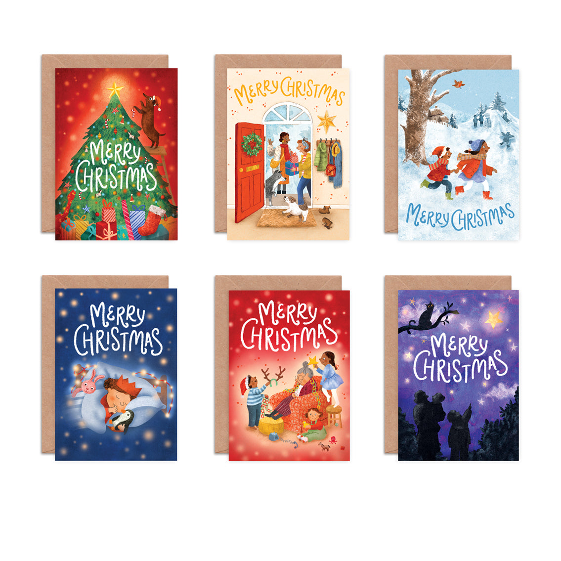 'A Family Christmas' Multipack of 6 Greetings Cards image 1