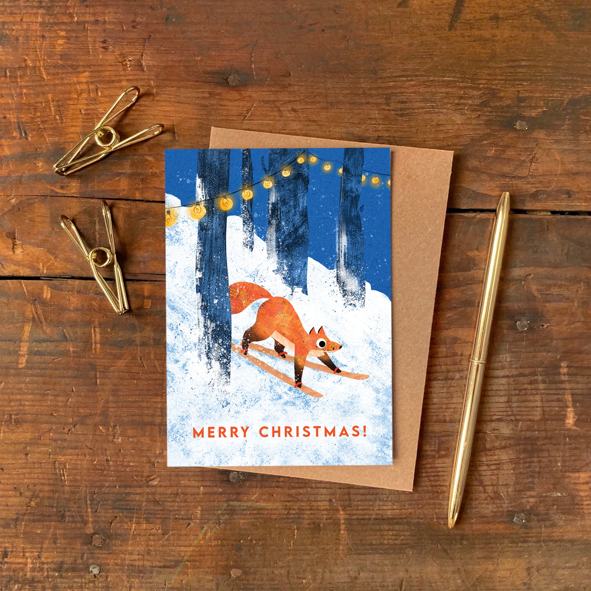 Skiing Fox Christmas Card image 1