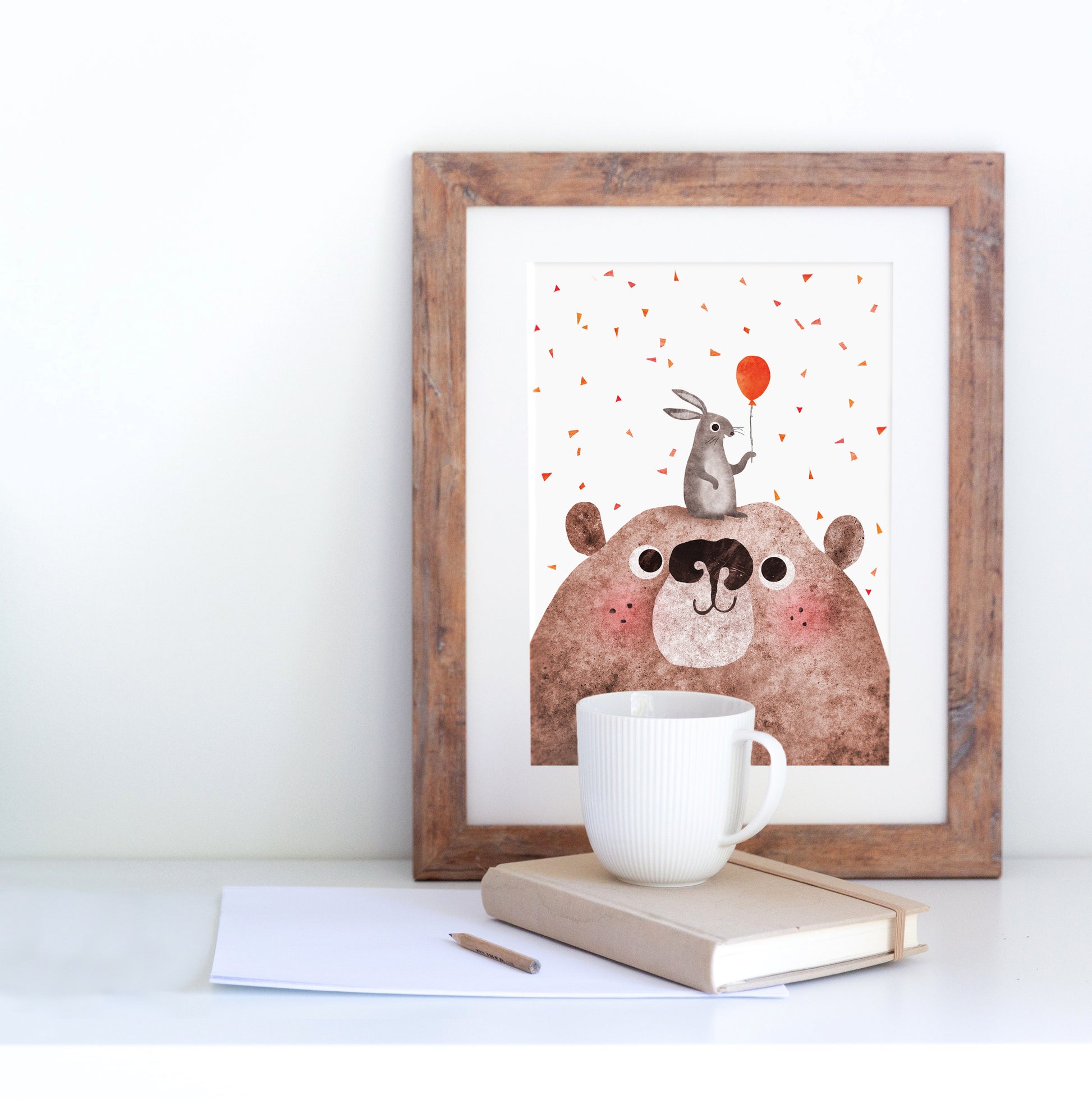 Bear & Bunny Recycled A4 Art Print image 1