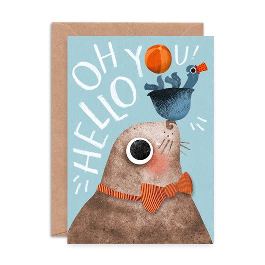 Oh Hello You Seal Greeting Card image 0