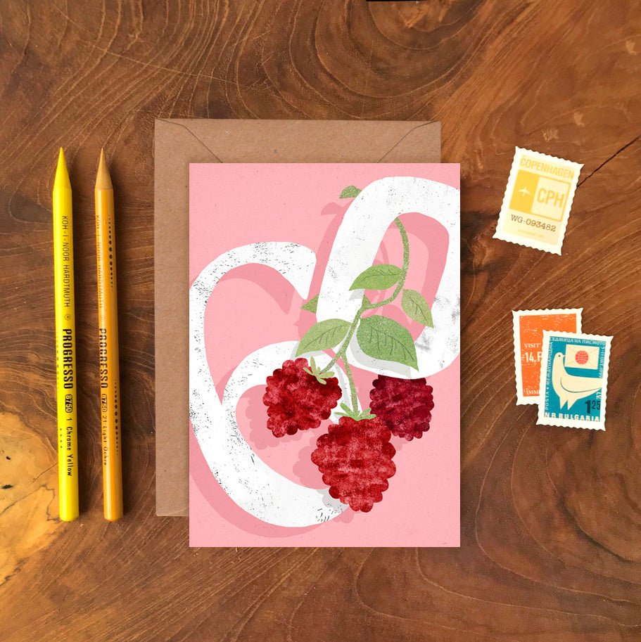 Raspberry Sixty Greetings Card image 1
