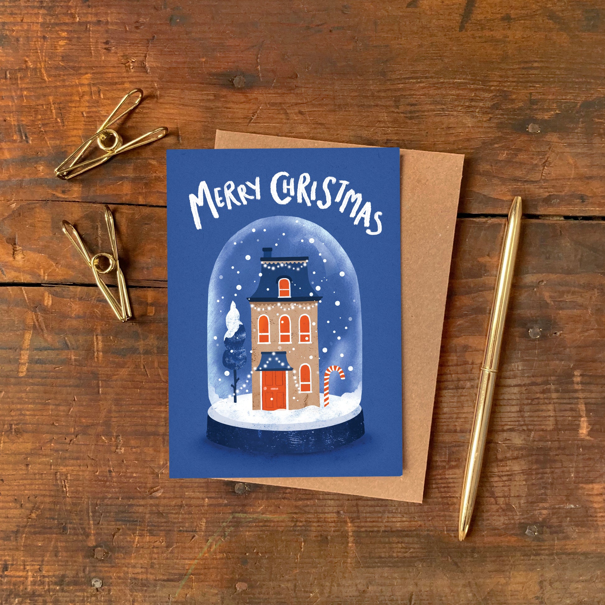 Festive House Snow Globe Christmas Card image 1