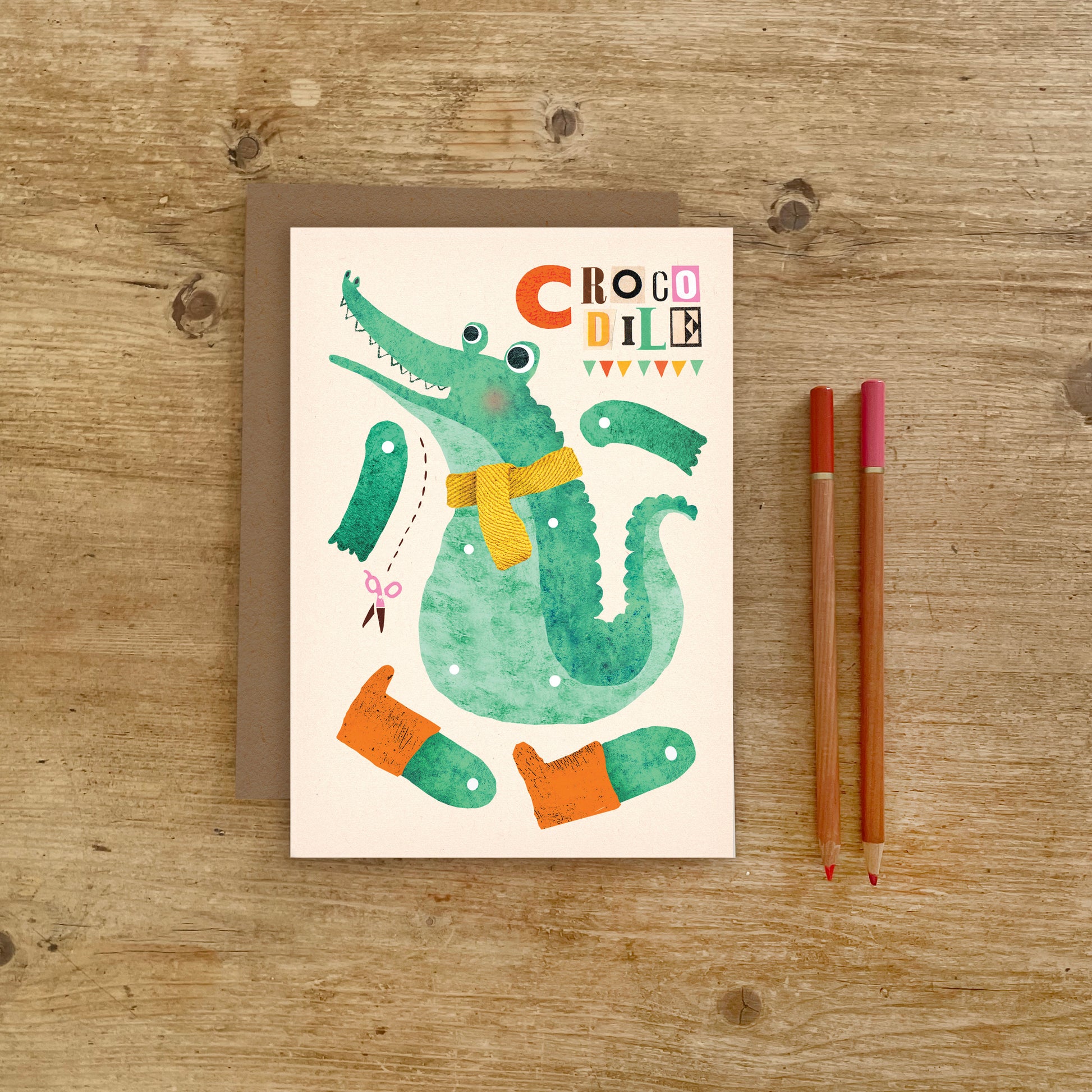 Crocodile Split Pin Puppet A5 Greeting Card image 4