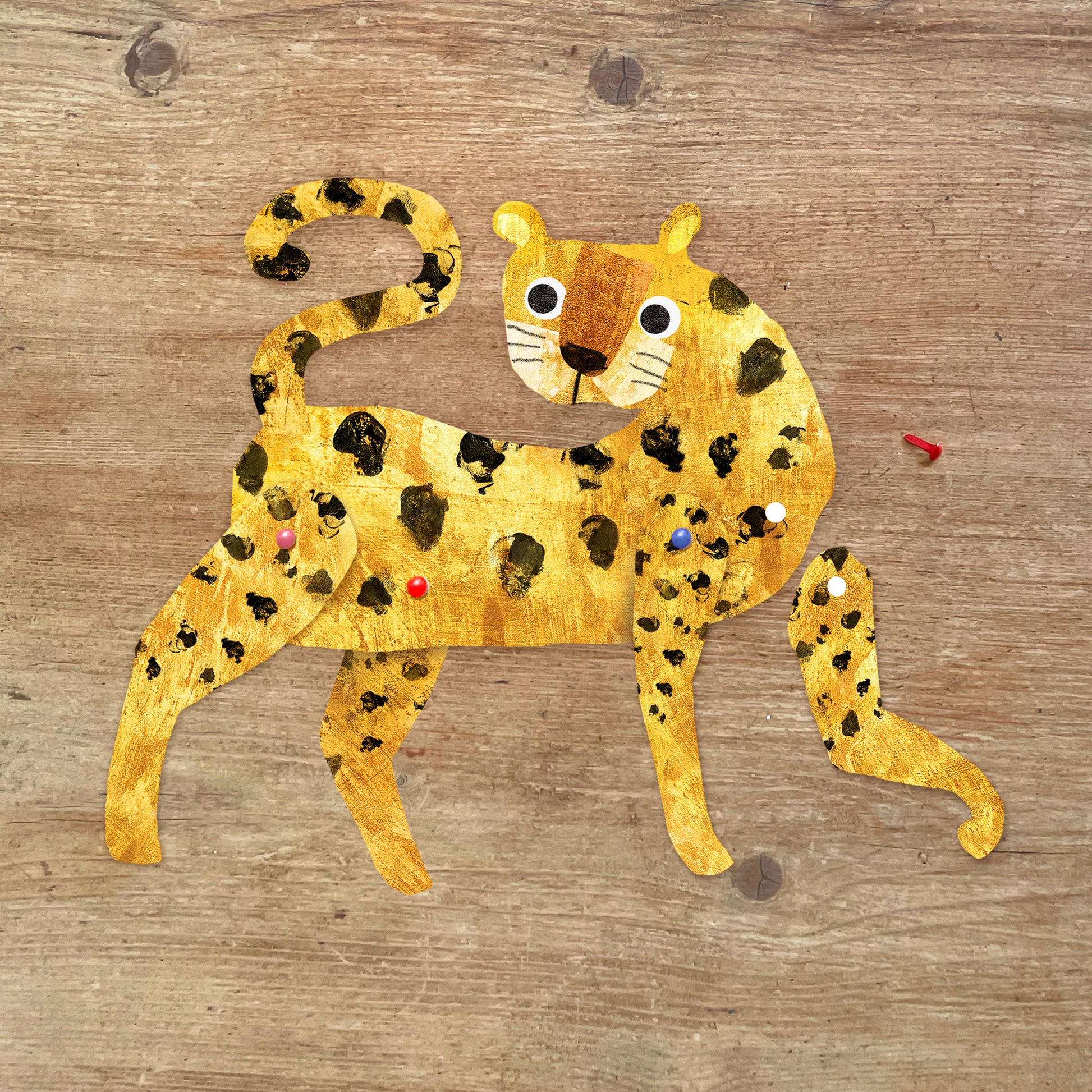 Cheetah Split Pin Puppet A5 Greeting Card image 2