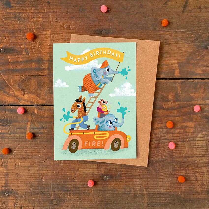 Birthday Fire Engine Greeting Card image 1