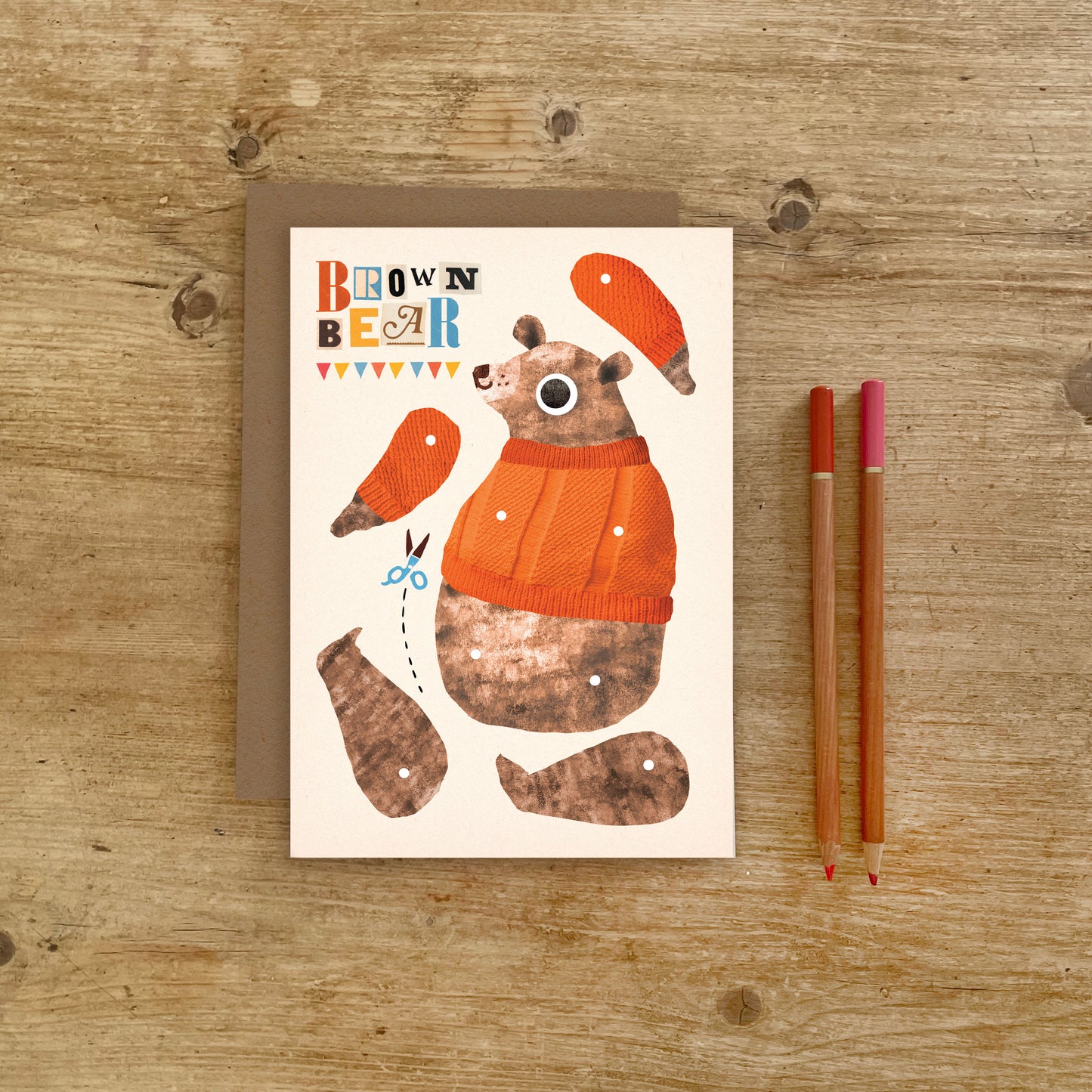 Bear Split Pin Puppet A5 Greeting Card image 4