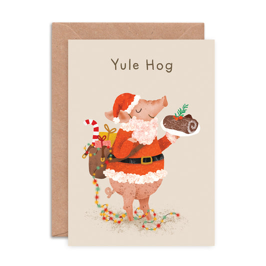 Yule Hog Greeting Card image 0