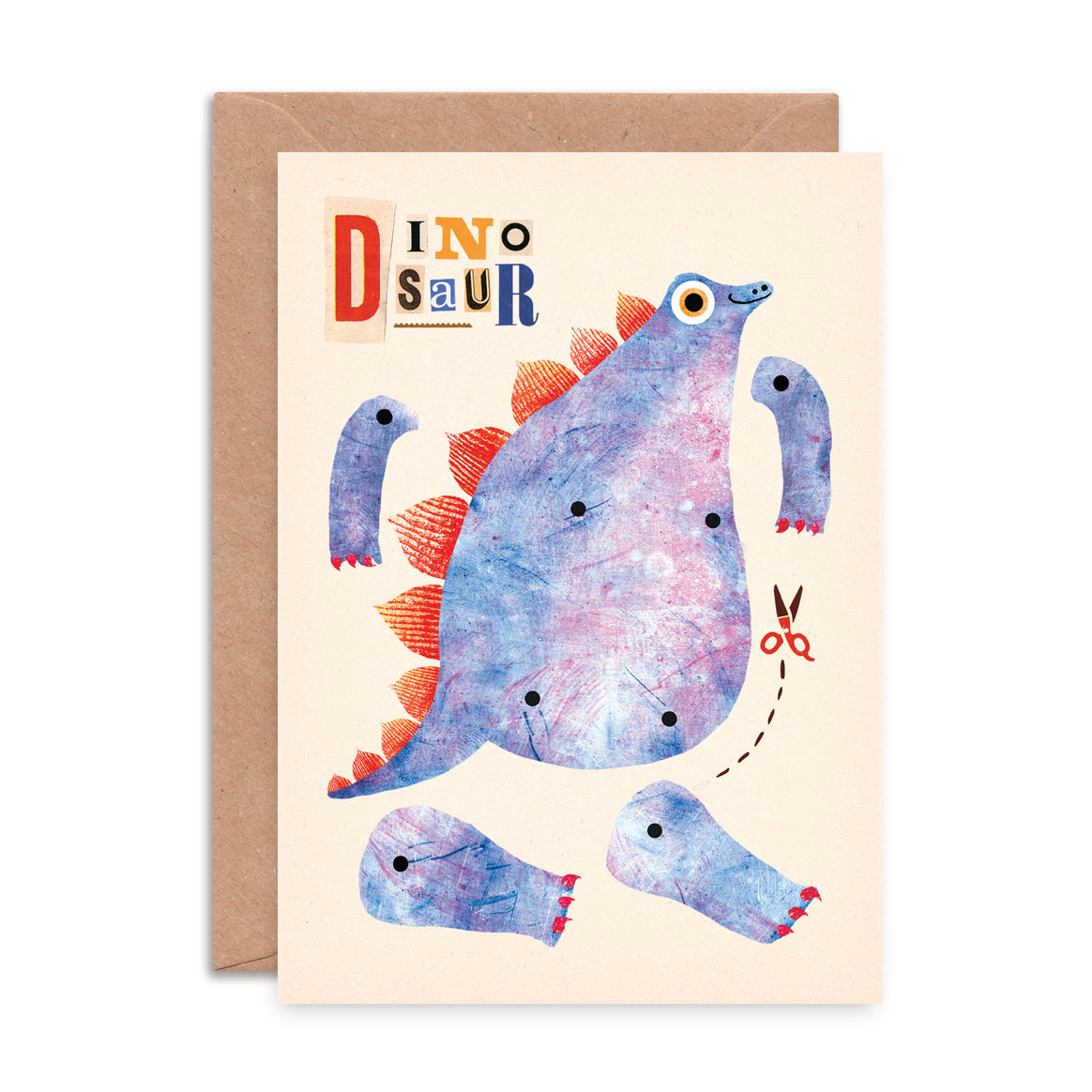 Dinosaur Split Pin Puppet A5 Greeting Card image 1