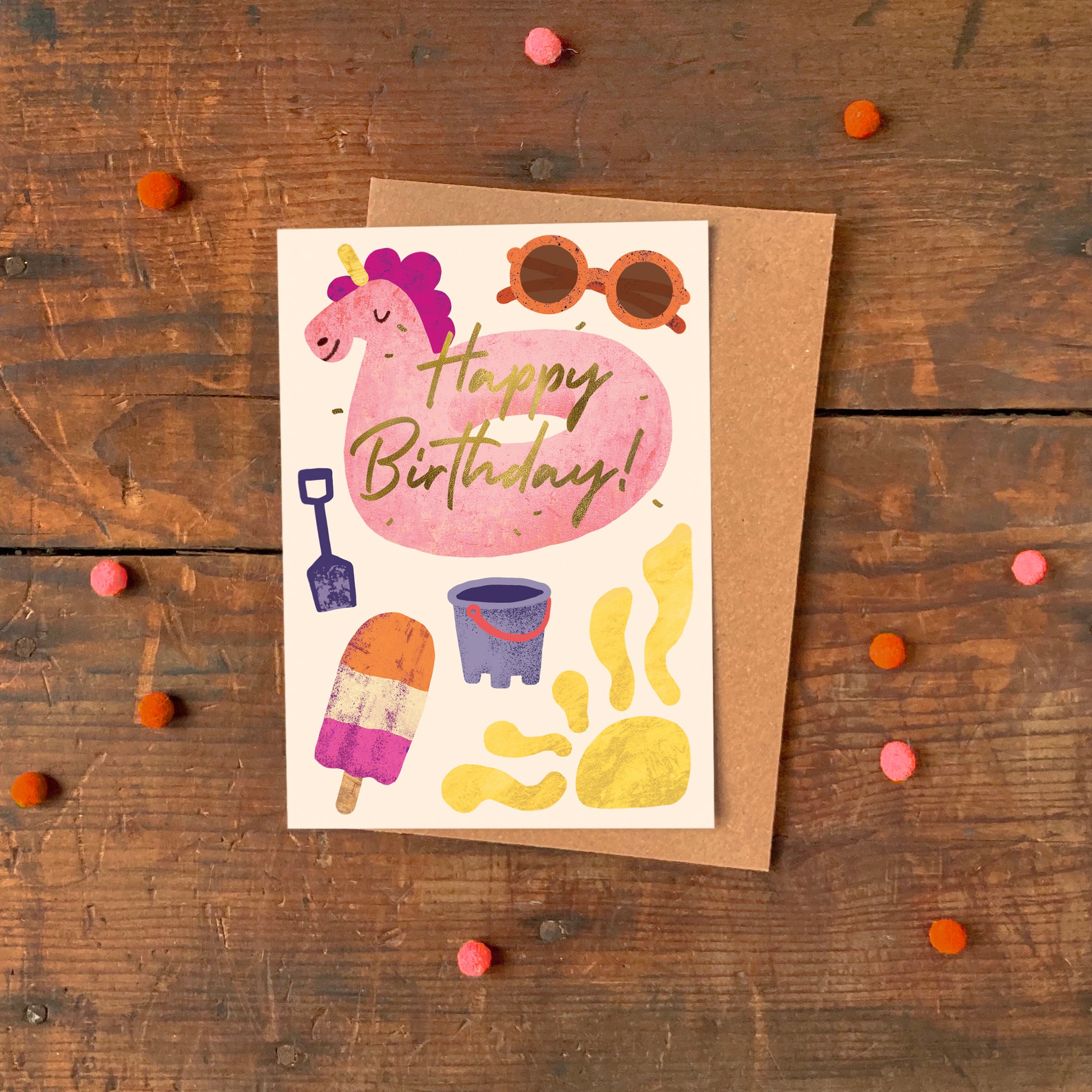 Birthday Summer Fun Foiled Greeting Card image 3