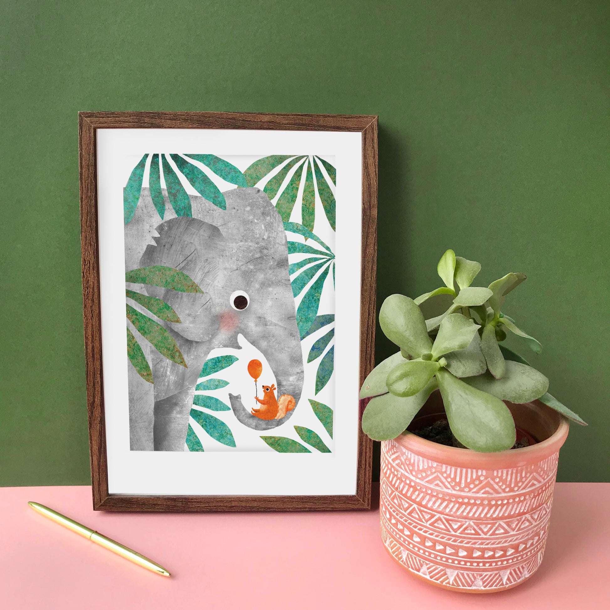 Elephant & Squirrel Recycled A4 Art Print image 4