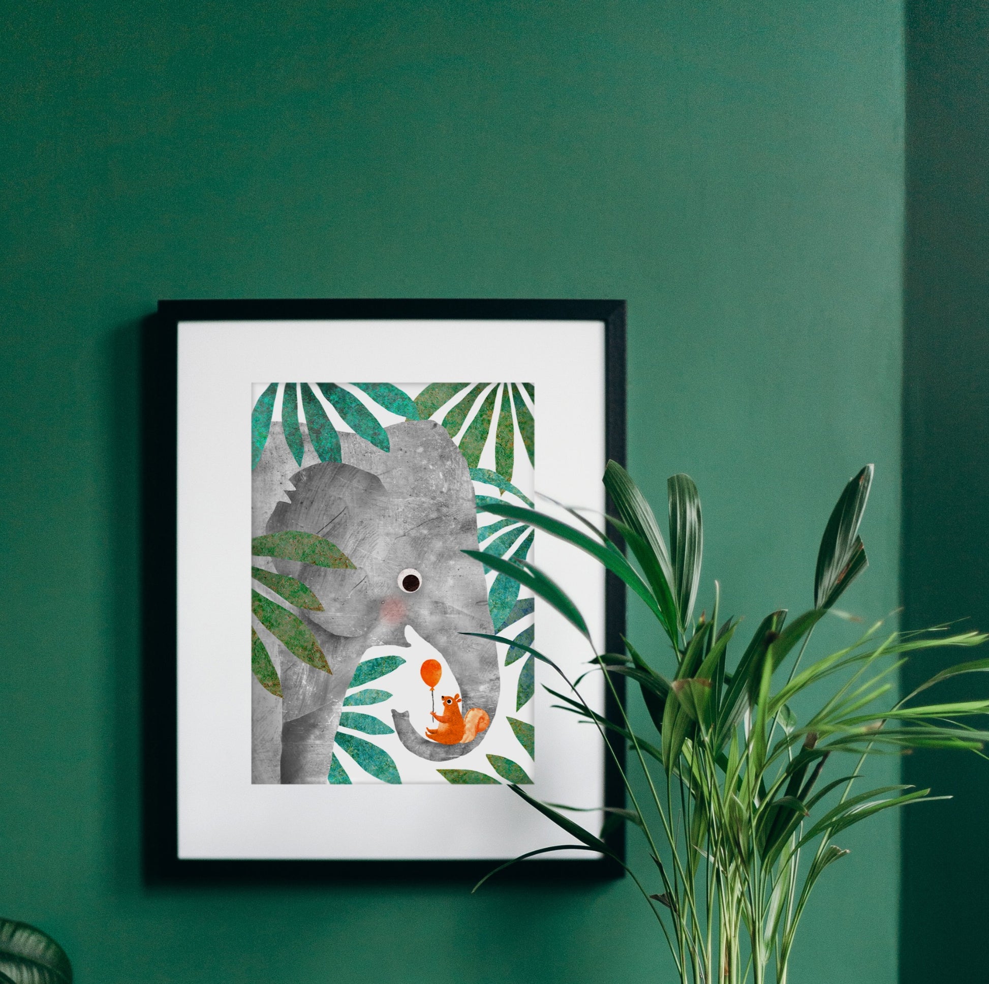Elephant & Squirrel Recycled A4 Art Print image 1