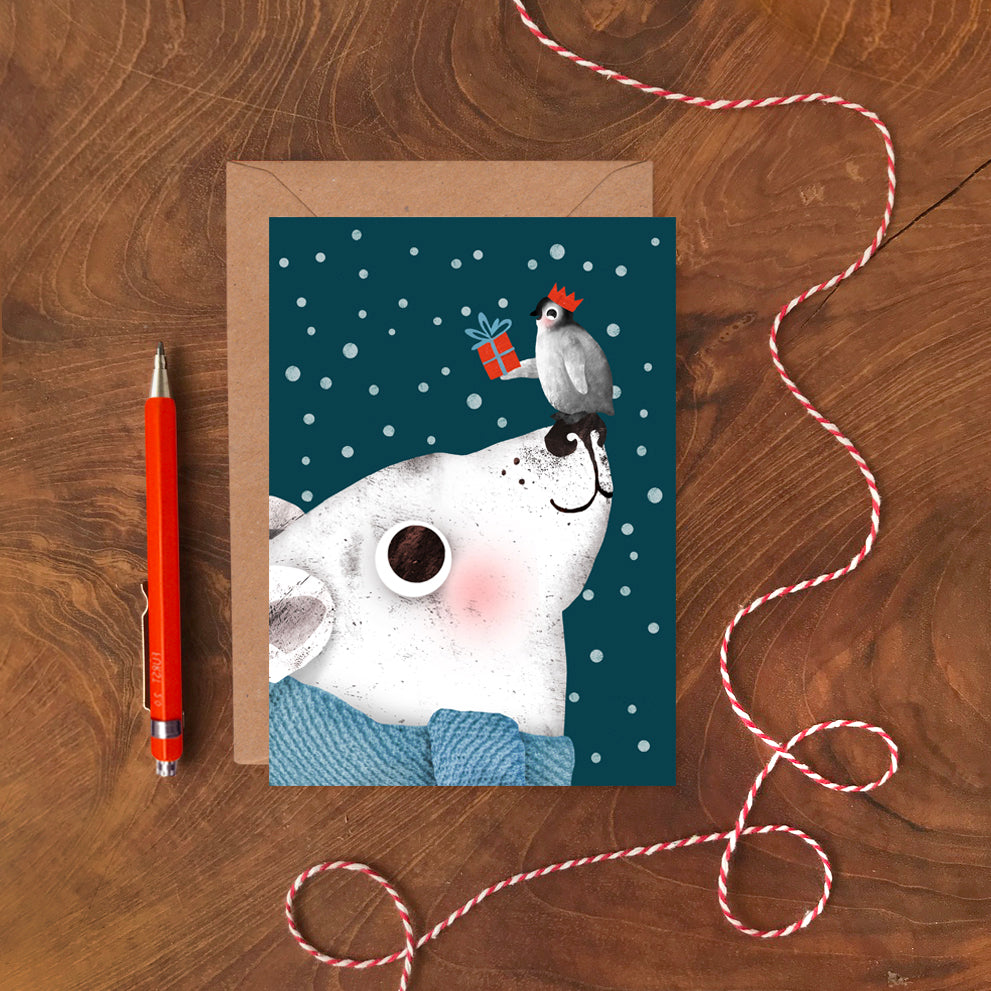 Polar Bear & Penguin Greetings Card image 1