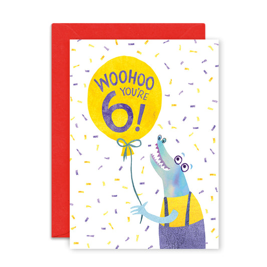 Six Years Crocodile Greetings Card image 0