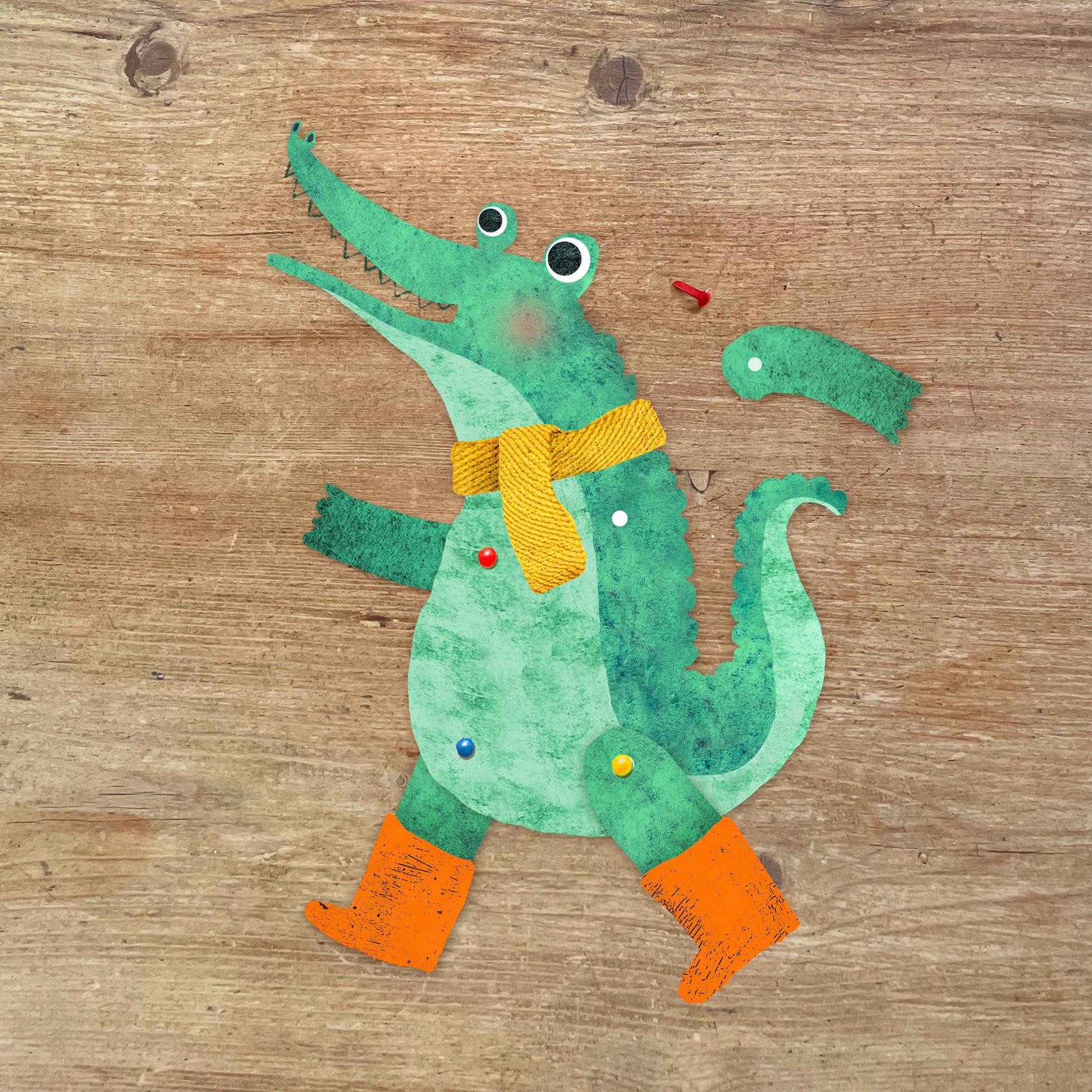Crocodile Split Pin Puppet A5 Greeting Card image 1