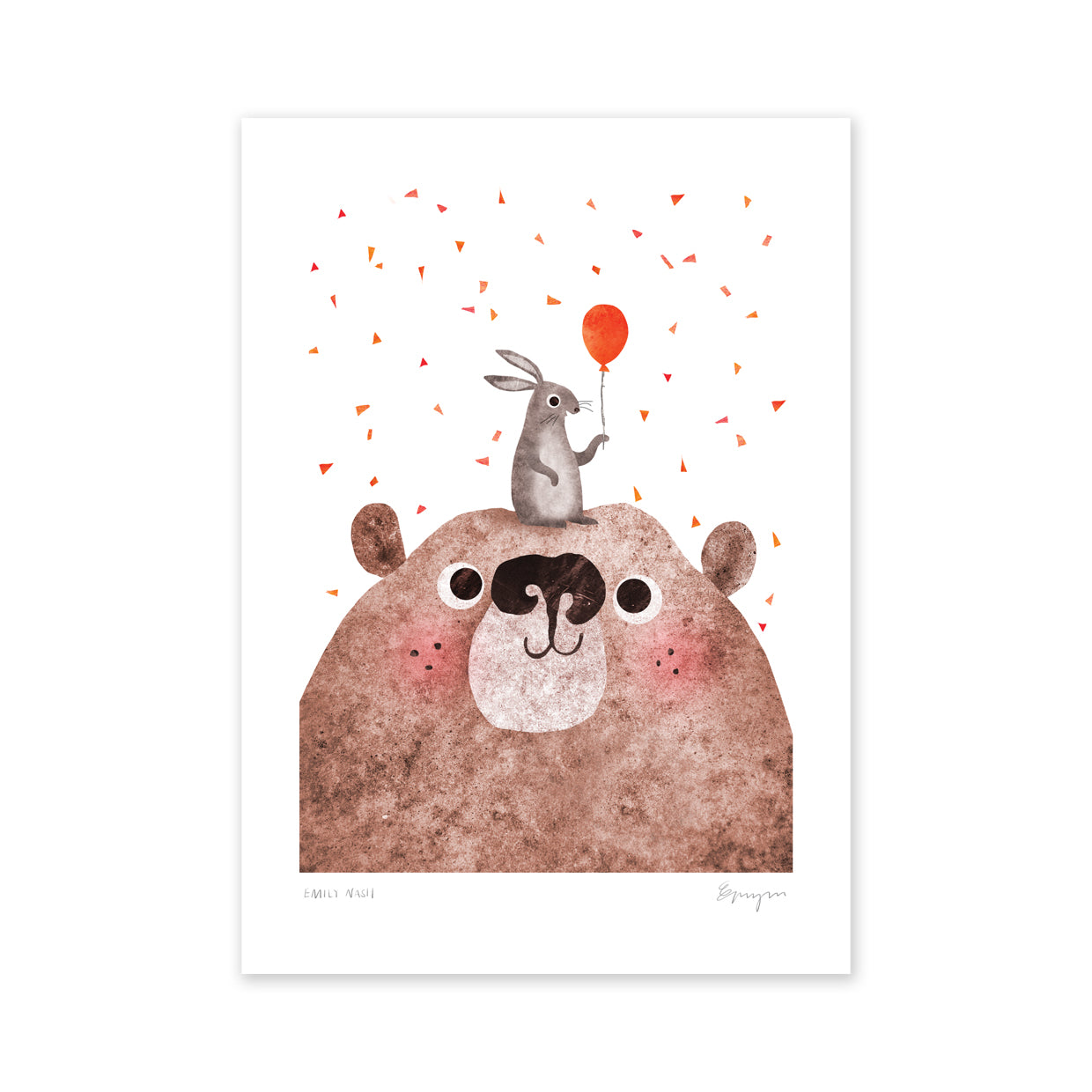 Bear & Bunny Recycled A4 Art Print image 3