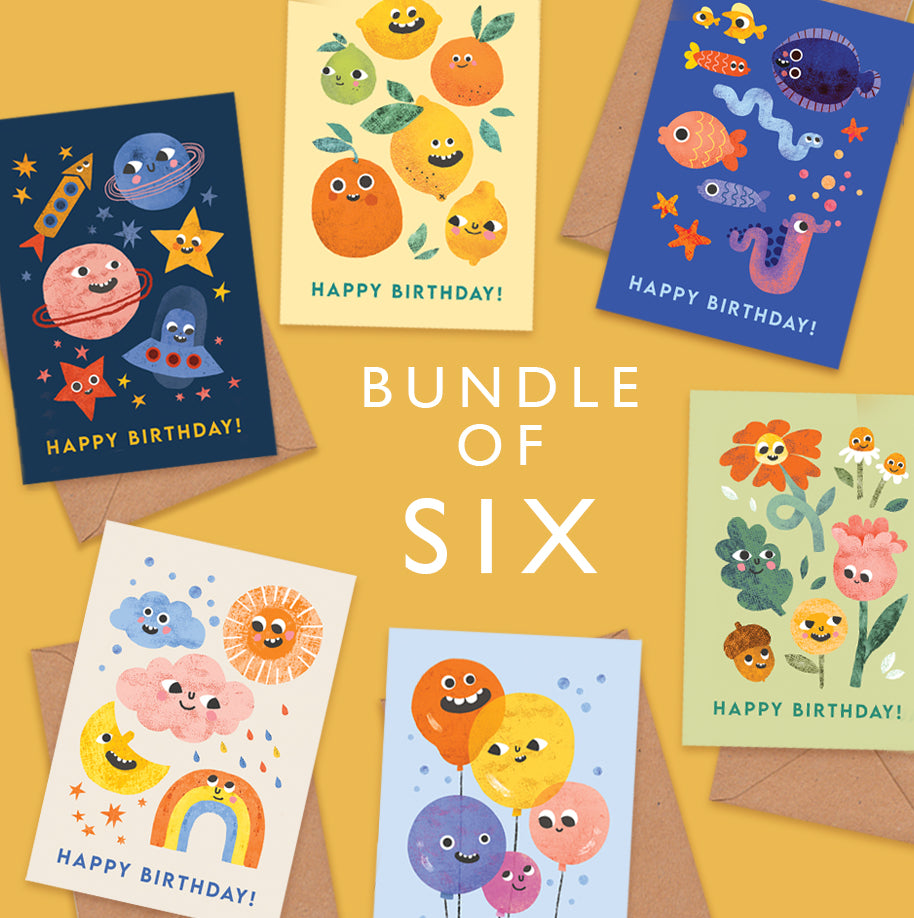 Funny Faces Birthday Cards- Multipack of 6 Cards image 1