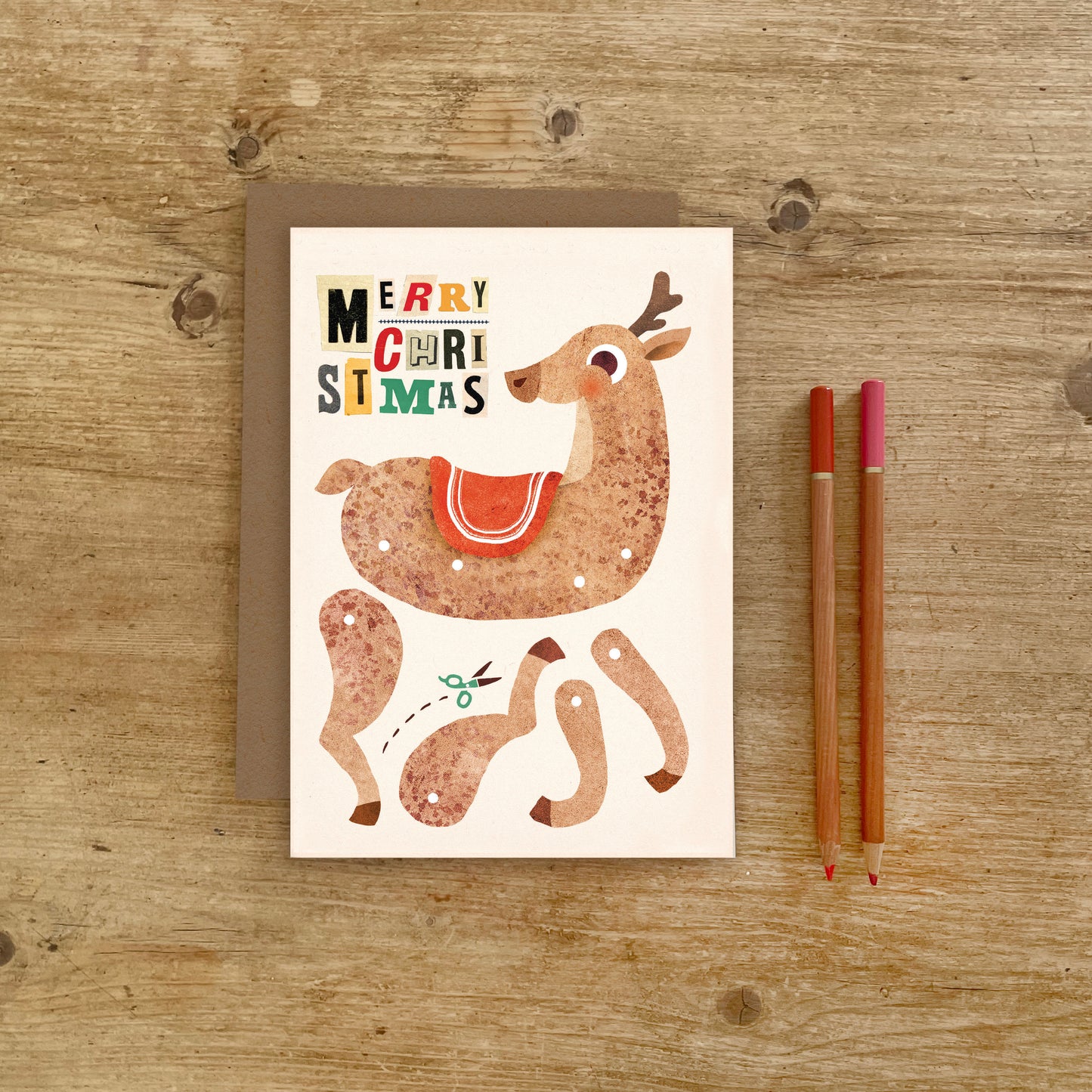 Reindeer Split Pin Puppet A5 Greeting Card image 4