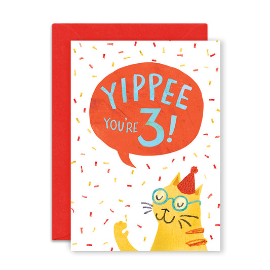 Three Years Cat Greetings Card image 0