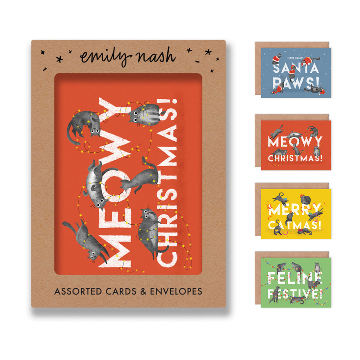 Christmas Cats Multipack of 8 Greetings Cards image 0