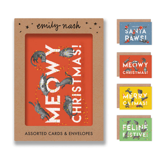 Christmas Cats Multipack of 8 Greetings Cards image 0