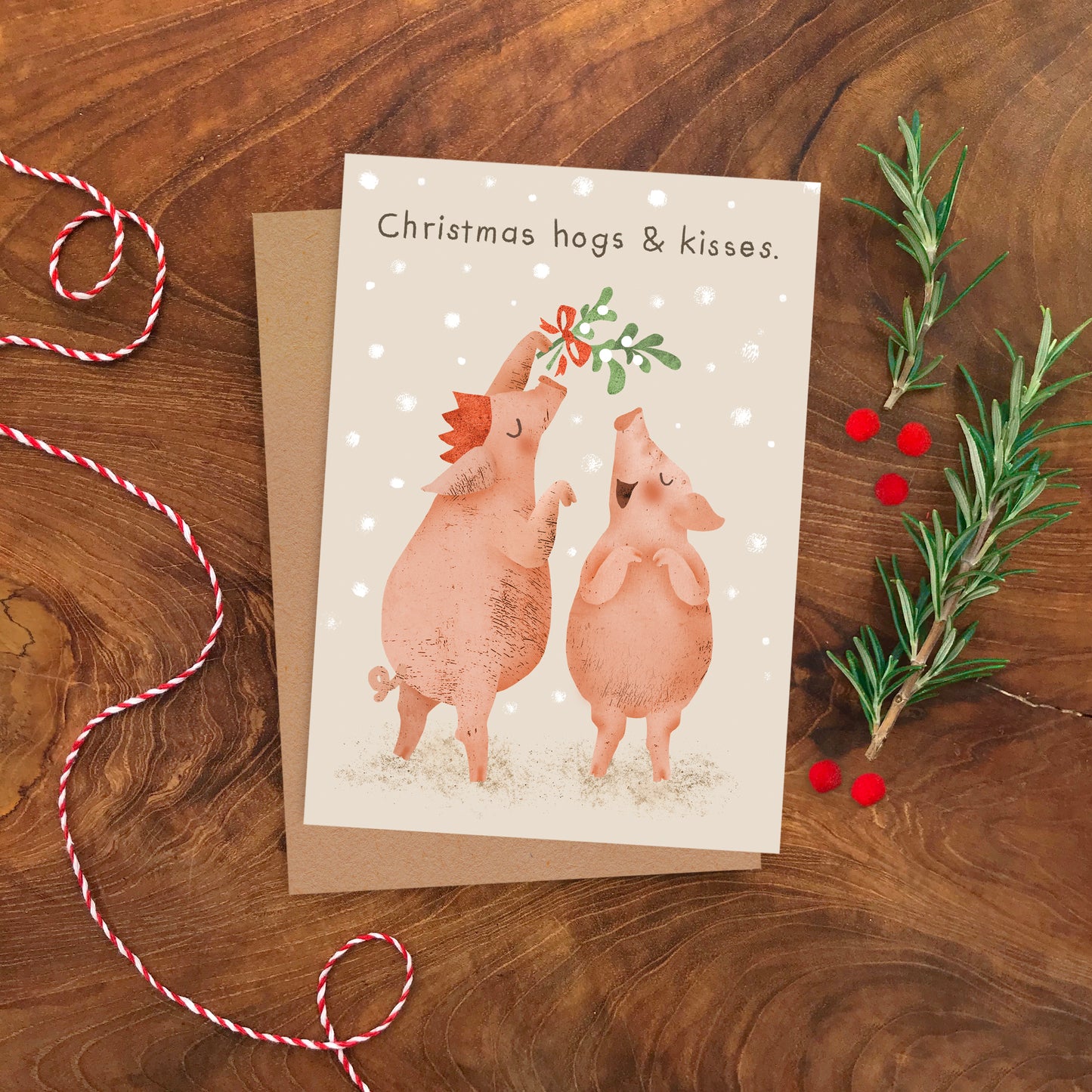 Hogs & Kisses Greeting Card image 1