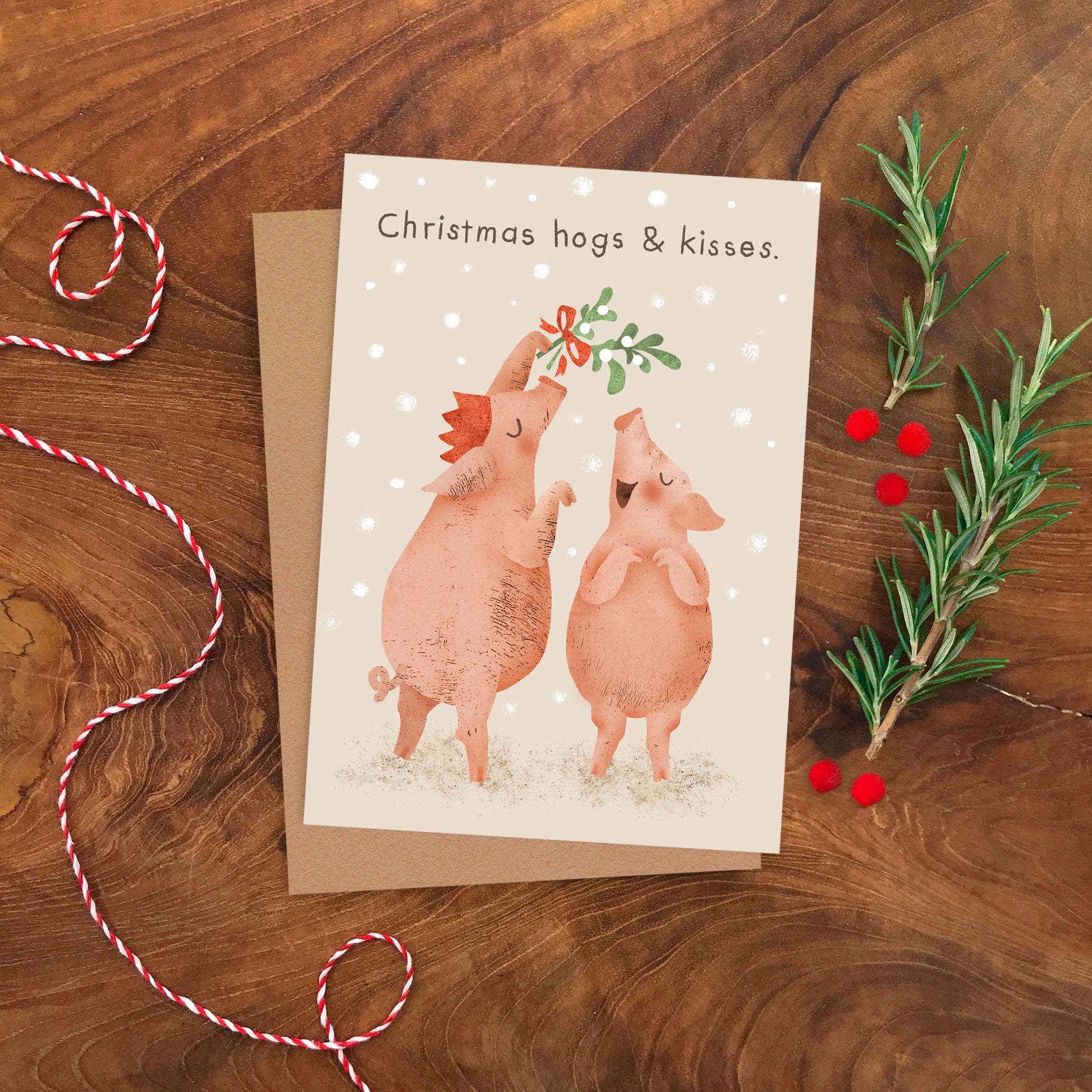 Hogs & Kisses Greeting Card image 1