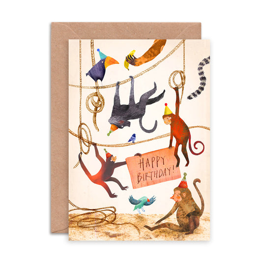 Happy Birthday Monkeys Greetings Card image 0