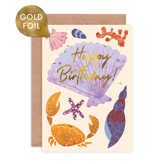 Birthday Shells Foiled Greeting Card image 0
