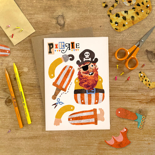 Pirate Split Pin Puppet A5 Greeting Card image 0