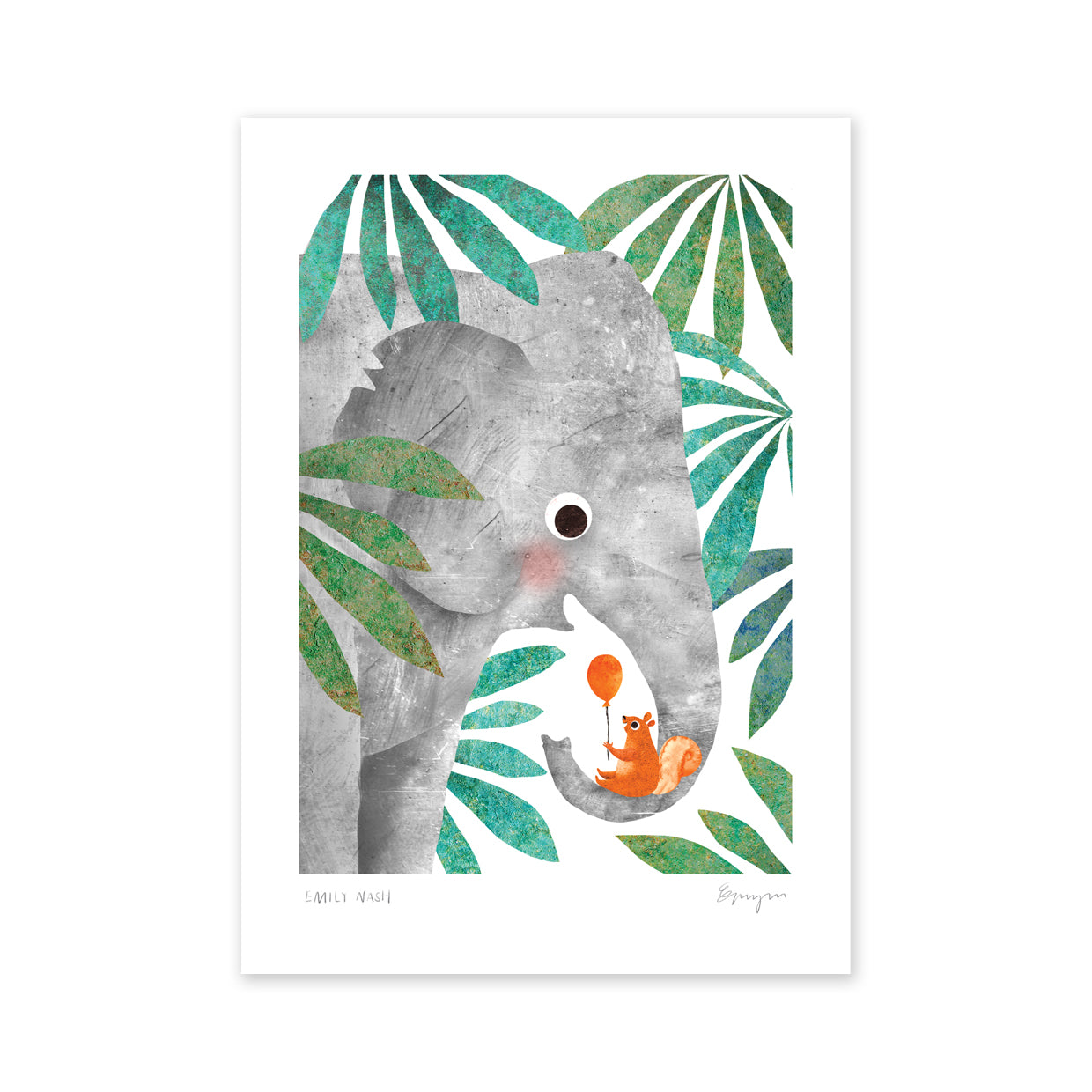 Elephant & Squirrel Recycled A4 Art Print image 2