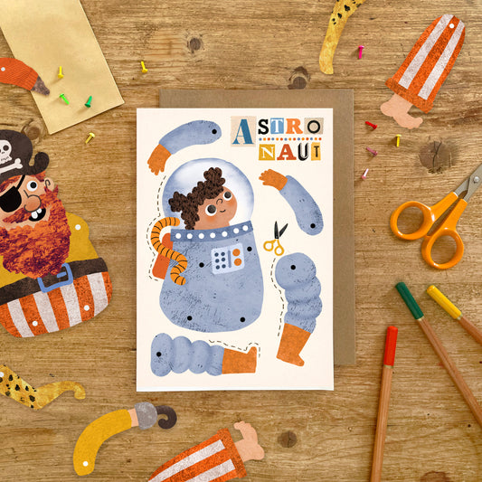 Astronaut Split Pin Puppet A5 Greeting Card image 0