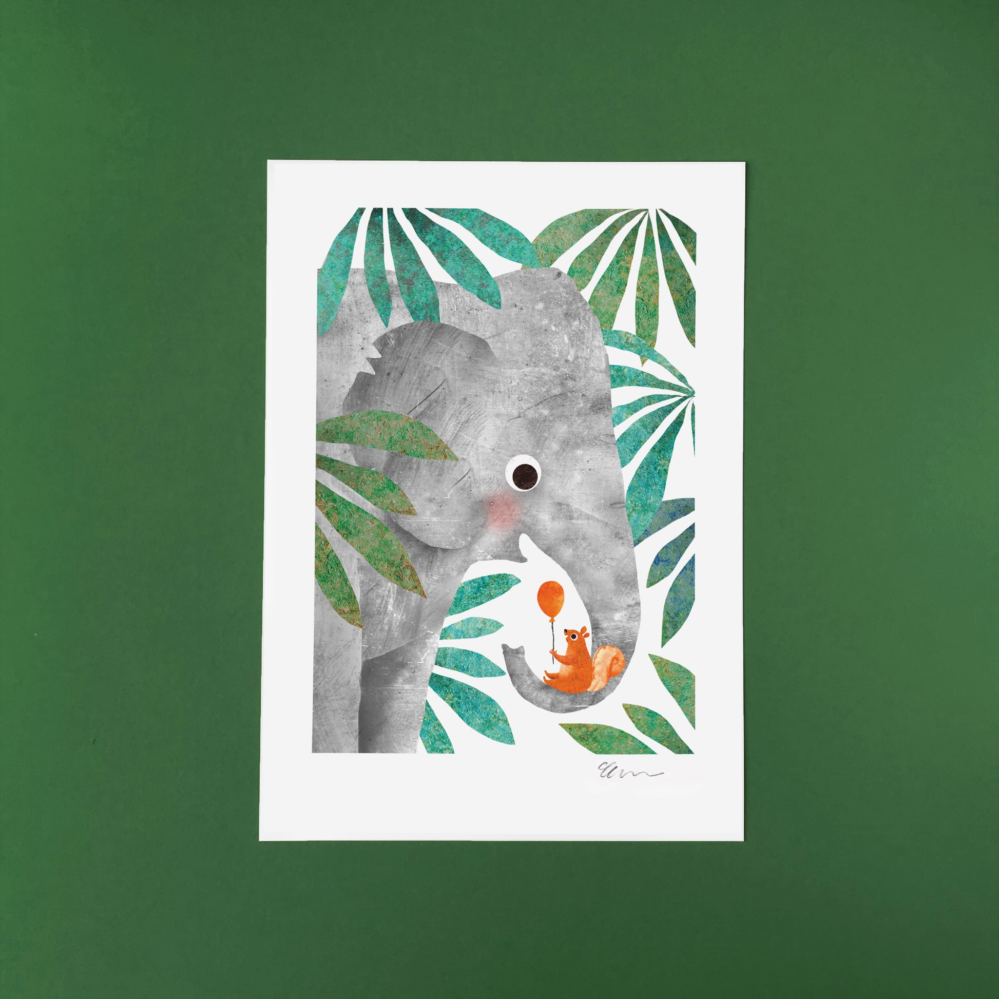 Elephant & Squirrel Recycled A4 Art Print image 5