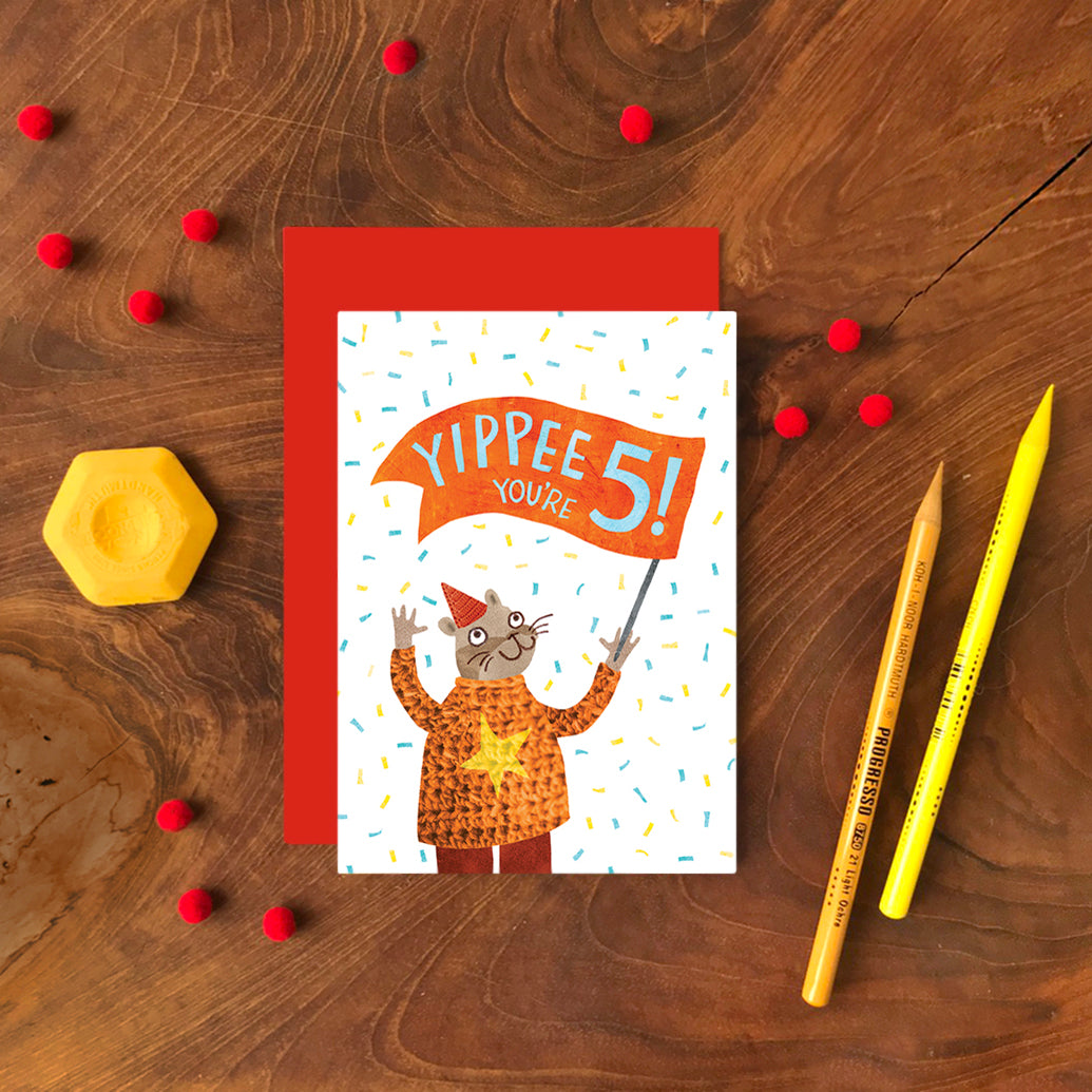 Five Years Bear Greetings Card image 1