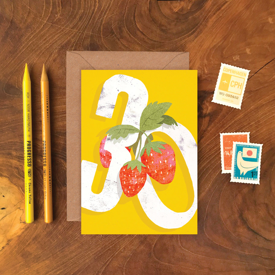 Strawberry Thirty Greetings Card image 1