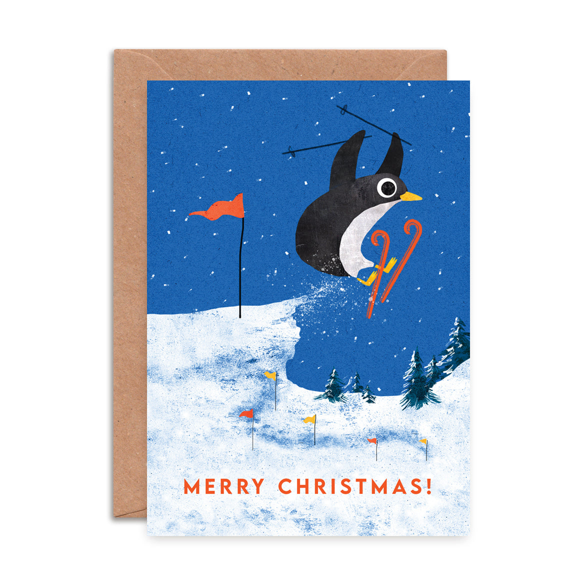 Skiing Penguin Christmas Card image 0