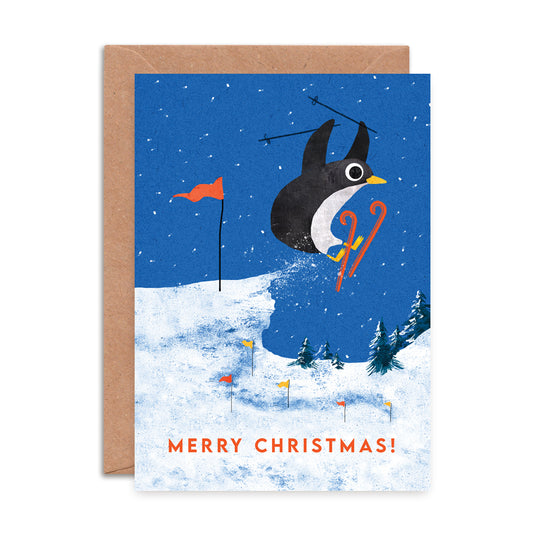 Skiing Penguin Christmas Card image 0