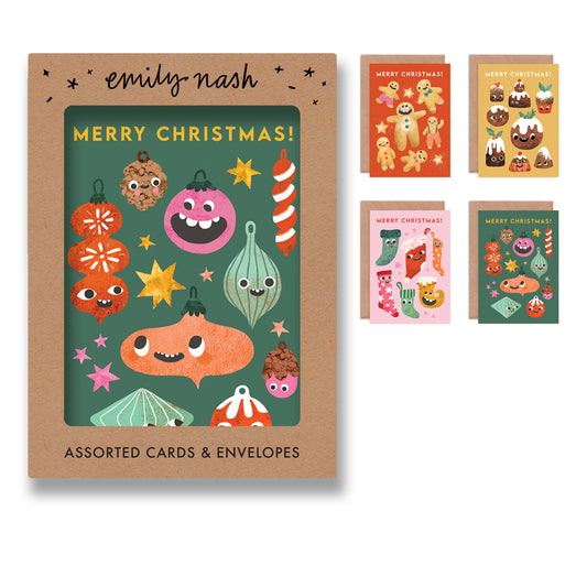 Funny Faces Christmas Cards- Multipack of 8 image 0