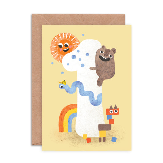 Crazy Critters Age One Greeting Card image 0