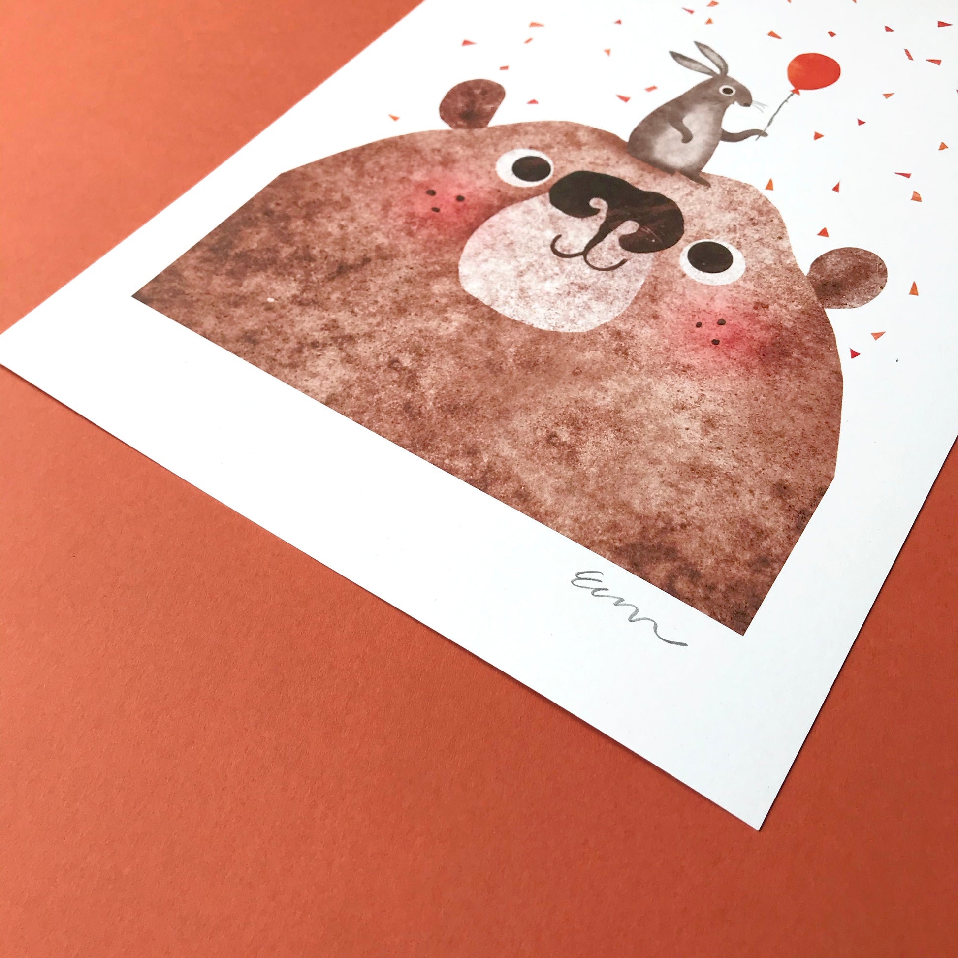 Bear & Bunny Recycled A4 Art Print image 4