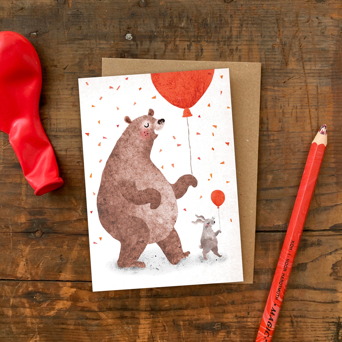 Bear & Bunny Dancing Greeting Card image 1