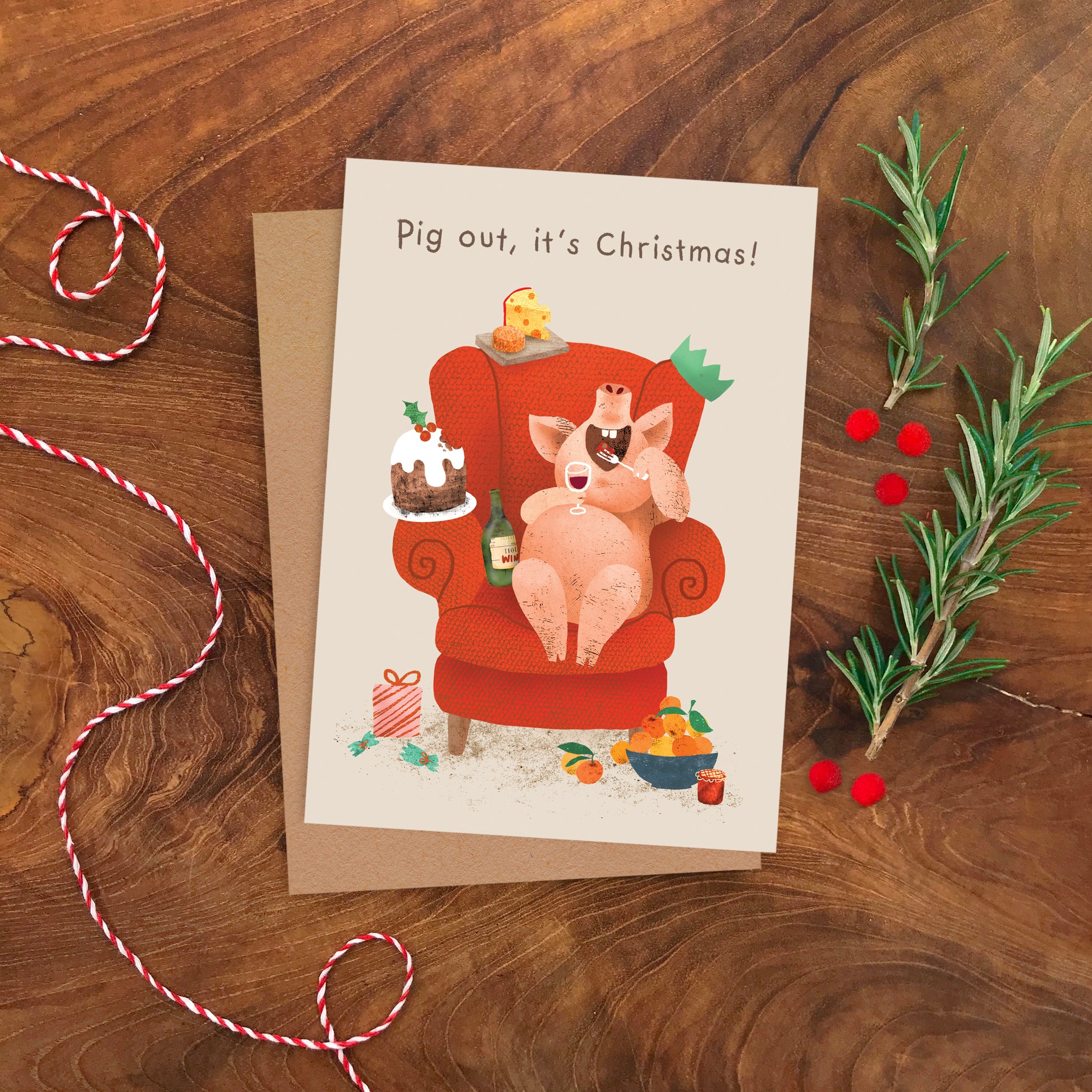 Pig Out it's Christmas Greeting Card image 0