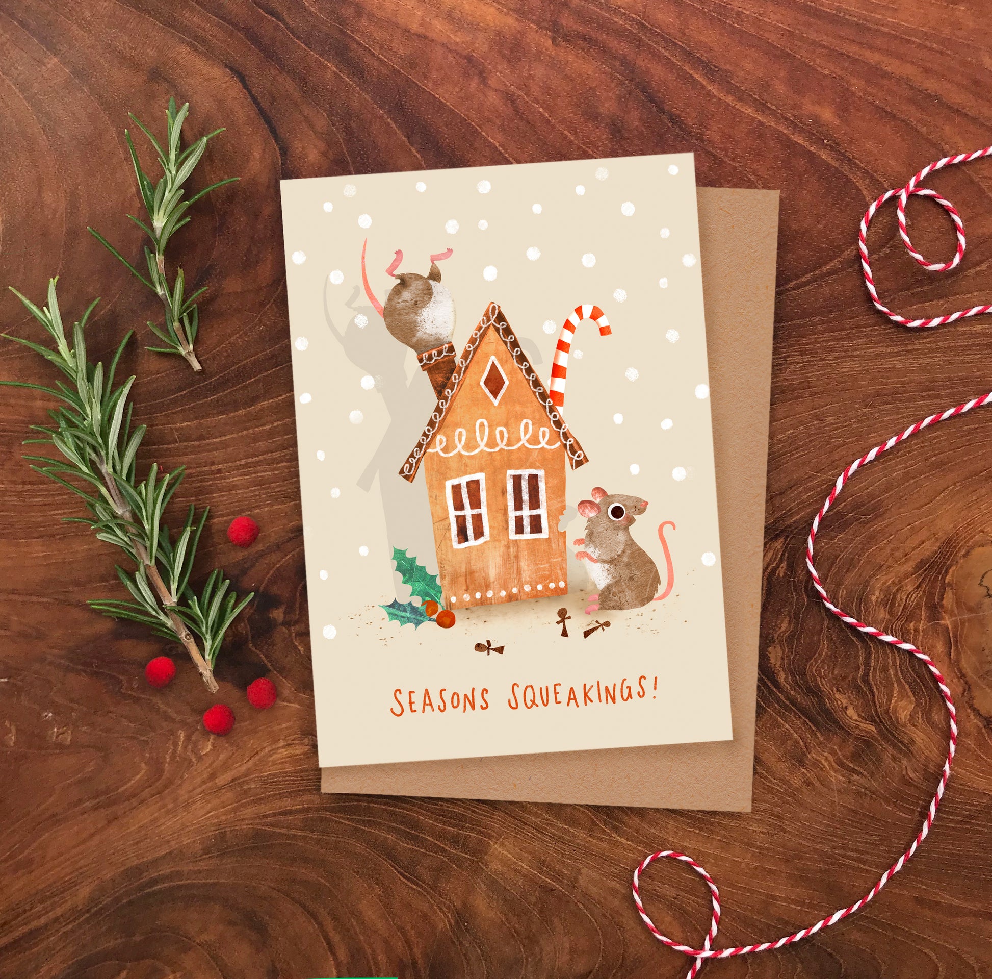 Gingerbread Mice Christmas Card image 1